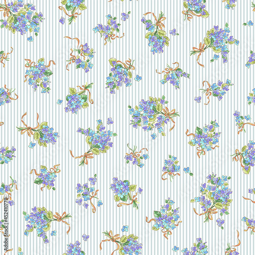 Seamless illustration pattern of cute bouquet,