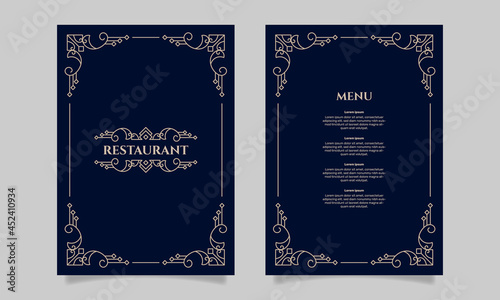 Luxury vintage restaurant food menu card template. - Vector.