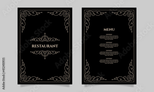 Luxury vintage restaurant food menu card template. - Vector.
