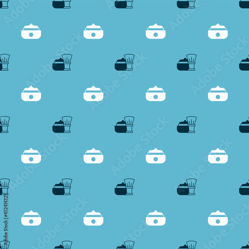 Set Shaving brush with foam and Gel or wax for hair styling on seamless pattern. Vector