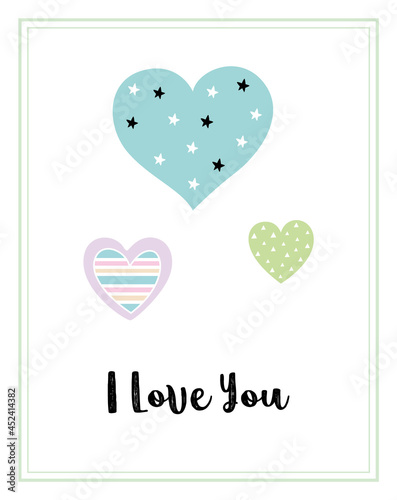 i love you greeting card with heart pattern graphic vector