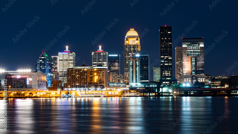 The city lights of Louisville at night - LOUISVILLE. KENTUCKY - JUNE 14, 2019