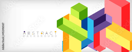 Abstract background. 3d cubes, cubic elements and blocks. Techno or business concept for wallpaper, banner, background, landing page