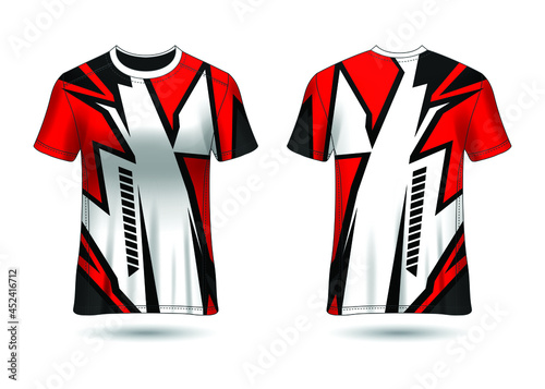 T-Shirt Sport Design. Racing jersey for club. uniform front and back view.