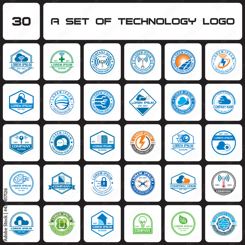 a set of technology logo , a set of network logo