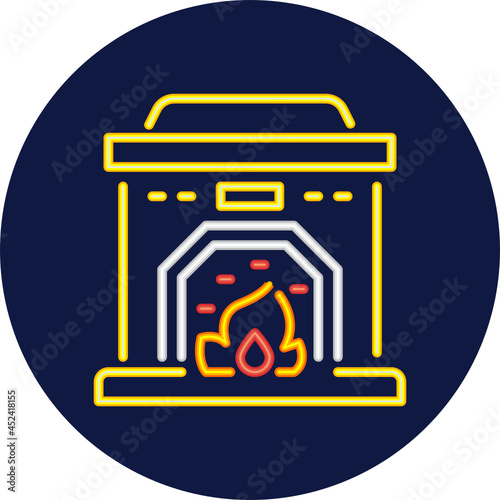 fireplace neon icon