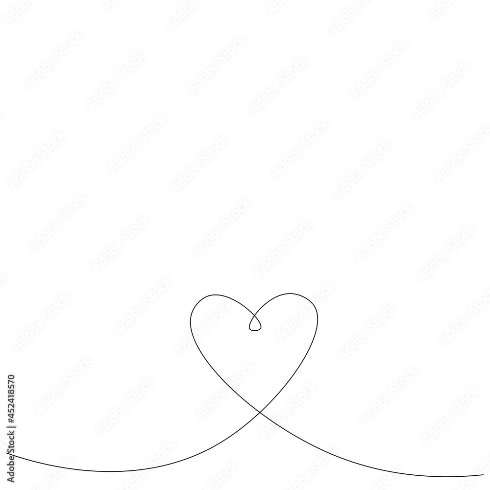 Heart line drawing vector illustration