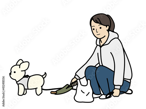犬の糞の始末。犬の散歩のマナー。