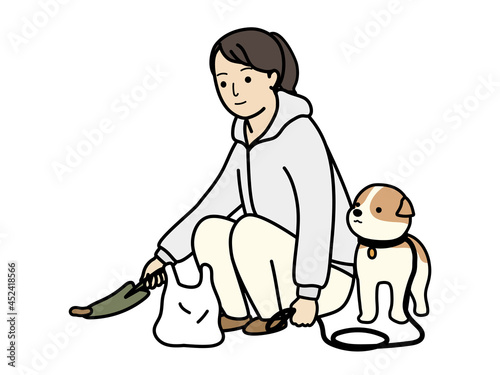 犬の糞の始末。犬の散歩のマナー。