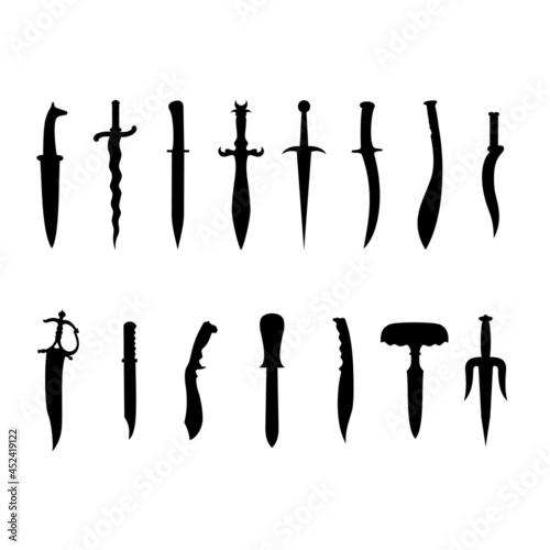 Dagger Knifes Weapons Silhouettes vector. 015 files set eps & svg
