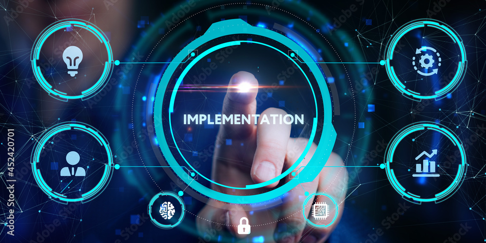 IMPLEMENTATION, web technology concept. Business, Technology, Internet and network concept. IMPLEMENTATION, web technology concept. Business, Technology, Internet and network concept.