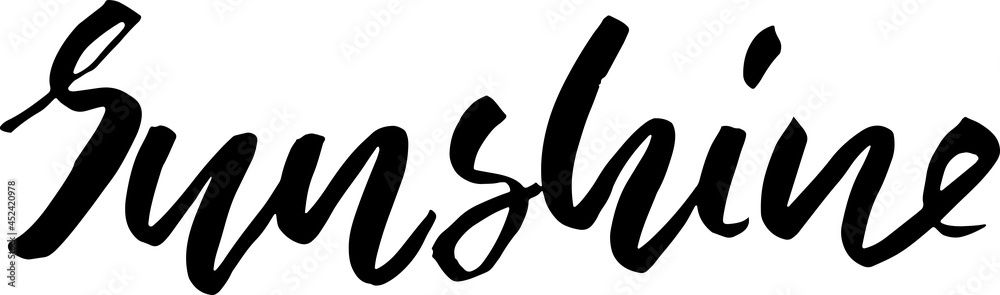 Sunshine. Modern dry brush lettering. Vector illustration. Sunshine. Modern dry brush lettering. Vector illustration.