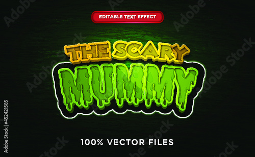 The Scary Mummy text effect Premium Vector