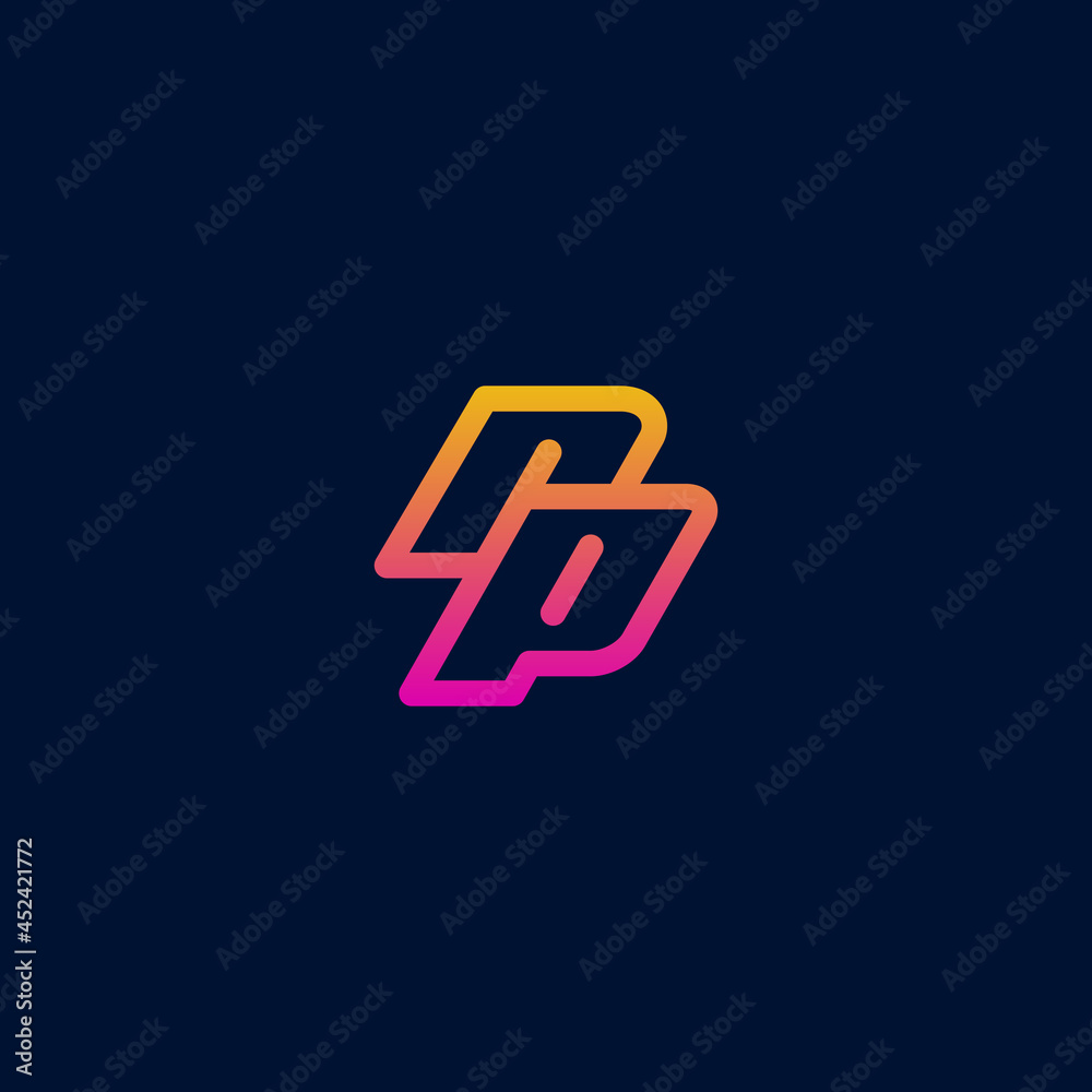 rp letter logo, with a simple minimalist design. modern line logo design concept template