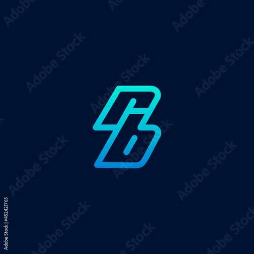 RB Logo lettering design vector on dark blue background. modern line logo design concept template photo