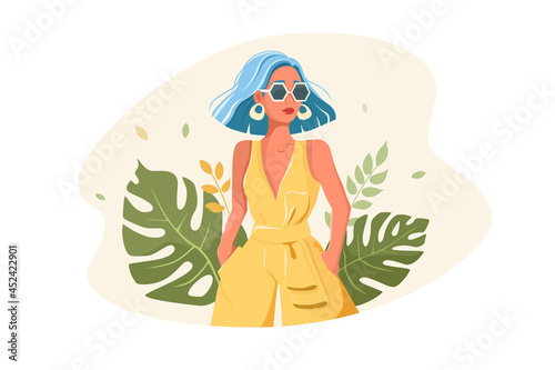Young woman in stylish outfit