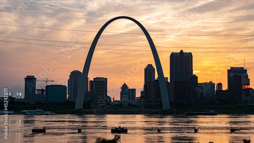 Saint Louis skyline with Gateway Arch at sunset - ST. LOUIS, MISSOURI - JUNE 19, 2019