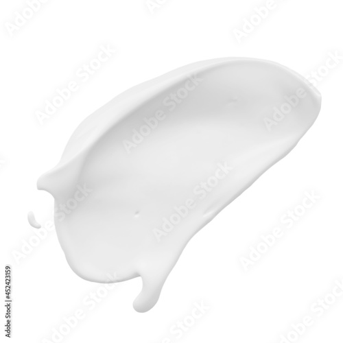 White cream smear. Cosmetics liquid product texture.
