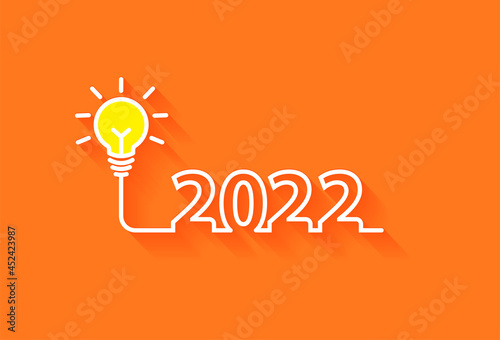2022 new year creativity lightbulb inspiration ideas concept, Vector illustration