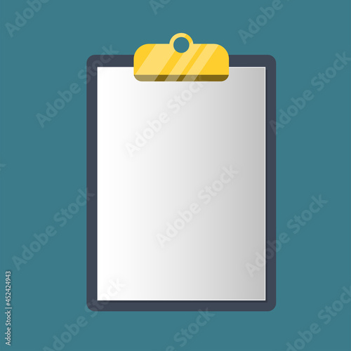 Empty clipboard. blank paper on the clipboard. business icon. flat cartoon for the business idea, web design. vector illustration