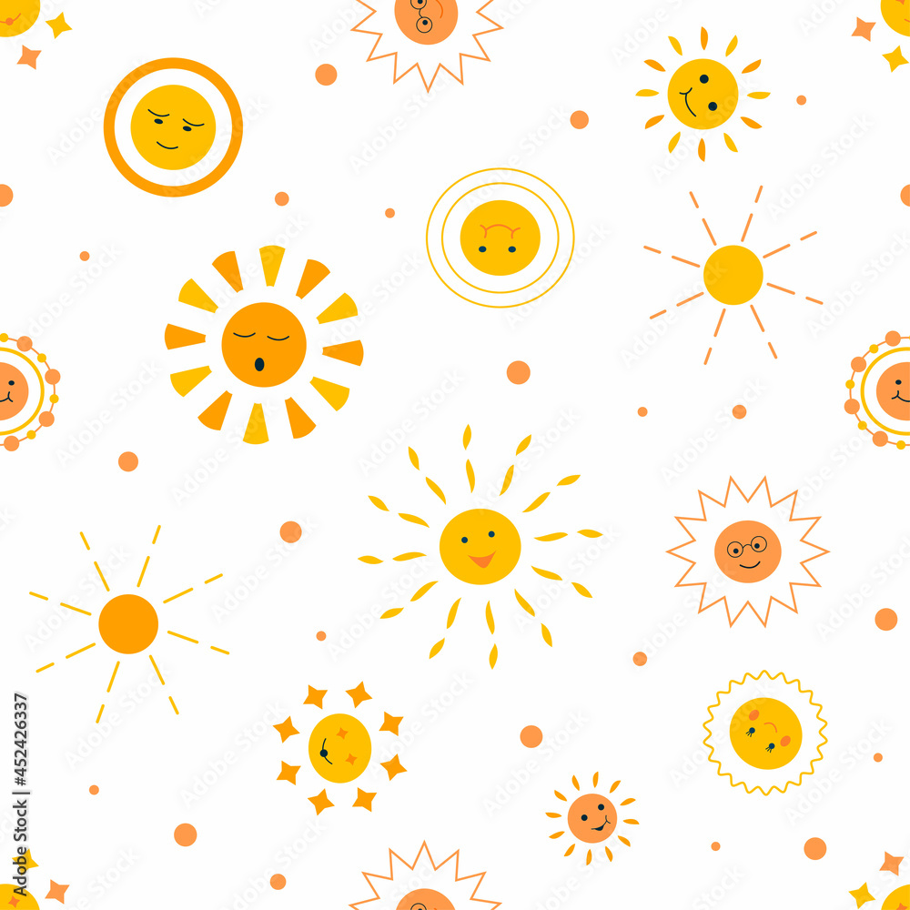 Pattern of different cartoon suns Pattern of different cartoon suns