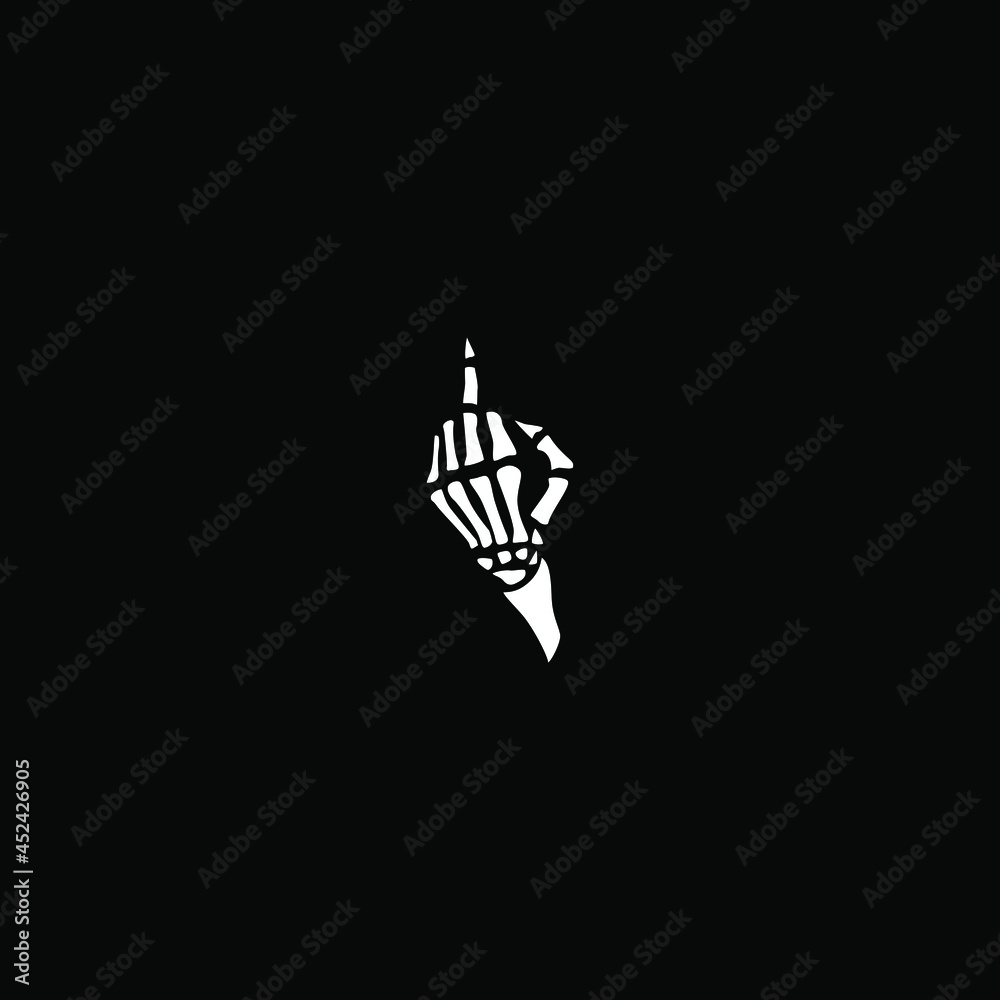 Vector illustration of the skeleton showing a fuck you symbol. Horror art on black background. Vector illustration of the skeleton showing a fuck you symbol. Horror art on black background.