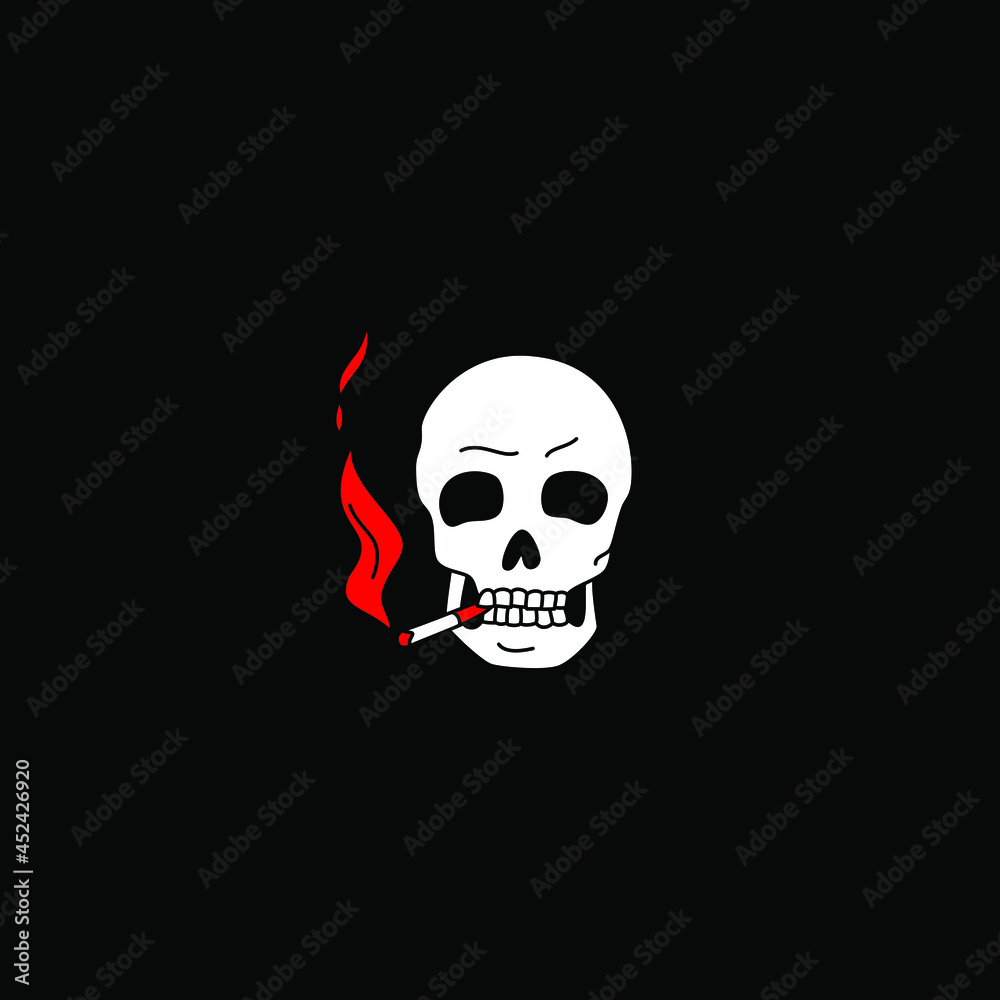 Vector illustration of the smoking skull. Horror art on black background. Vector illustration of the smoking skull. Horror art on black background.