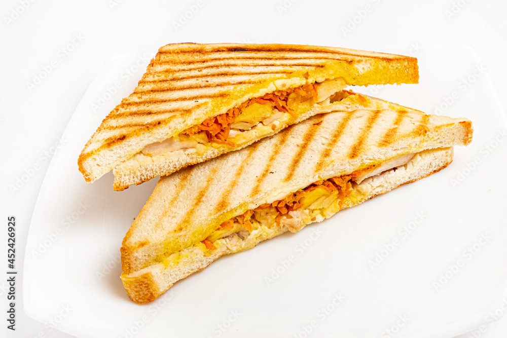 sandwich with cheese  on the white