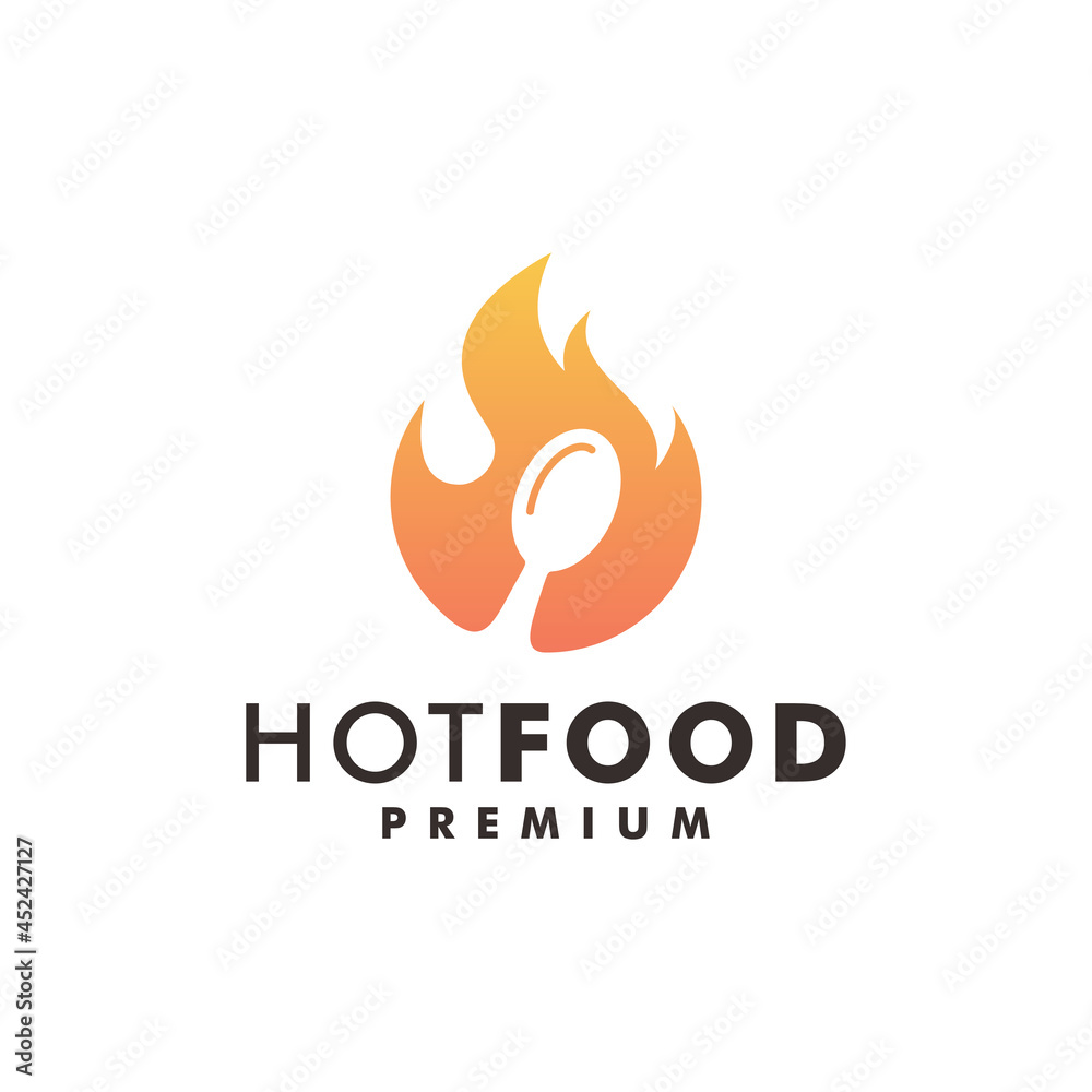 Hot food fire logo design flame icon illustration Hot food fire logo design flame icon illustration