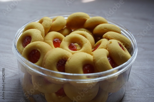 Indonesian traditional cookies with a natural background photo