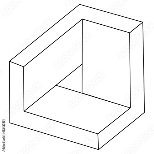 Impossible shapes, optical illusion objects. Sacred geometry figure. Op art.