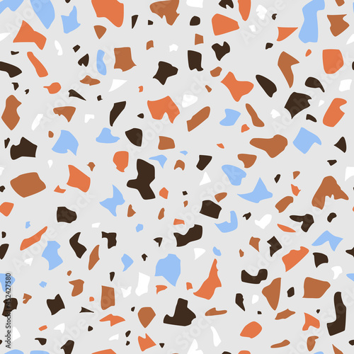 Terrazzo vector seamless pattern. Abstract stone texture.