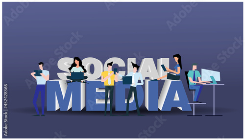 Young people Communicate social media Business/Finance - Social media logo text vector illustration.