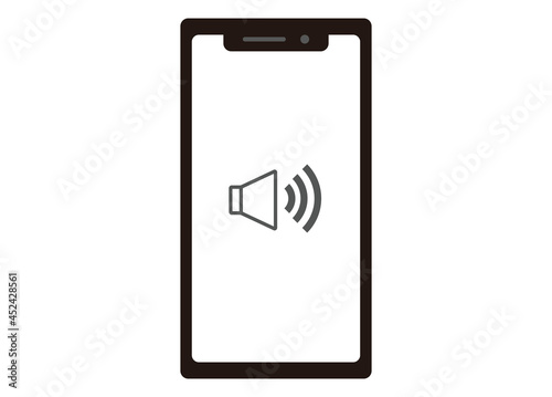 スマートフォン　スピーカーイメージイラスト　モノクロ　正面