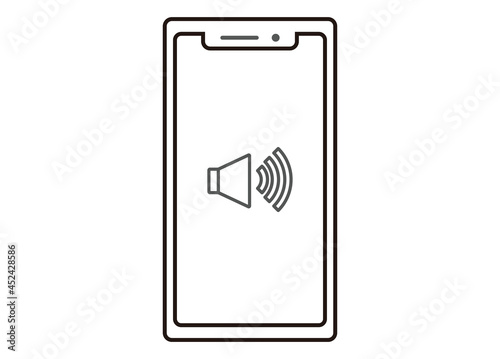 スマートフォン　スピーカーイメージイラスト　ラインイラスト　正面