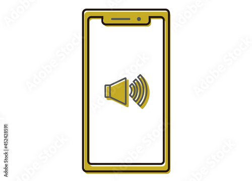 スマートフォン　スピーカーイメージイラスト　ラインイラスト　正面