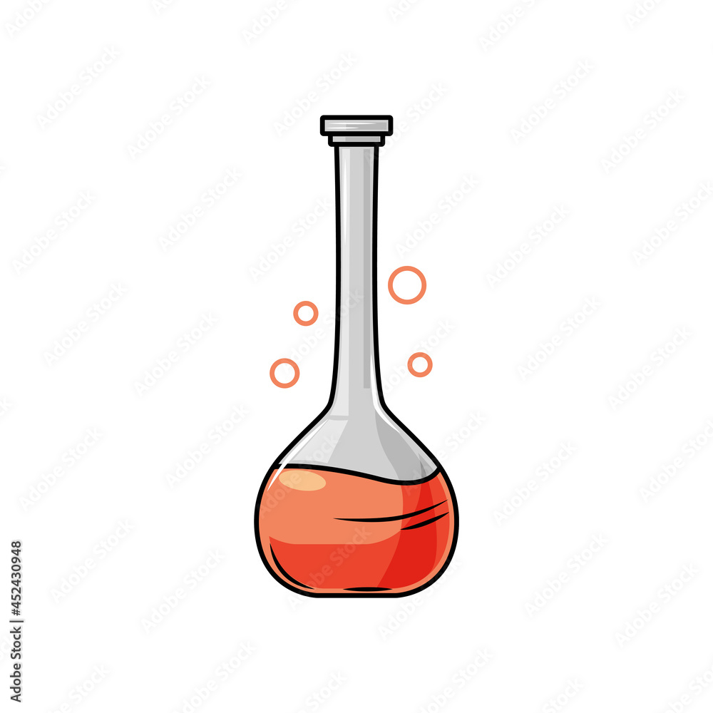 Flask icon. Laboratory utensils are filled with a red liquid isolated on a white background. Vector cartoon illustration Flask icon. Laboratory utensils are filled with a red liquid isolated on a white background. Vector cartoon illustration