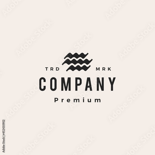 water wave sea river hipster vintage logo vector icon illustration
