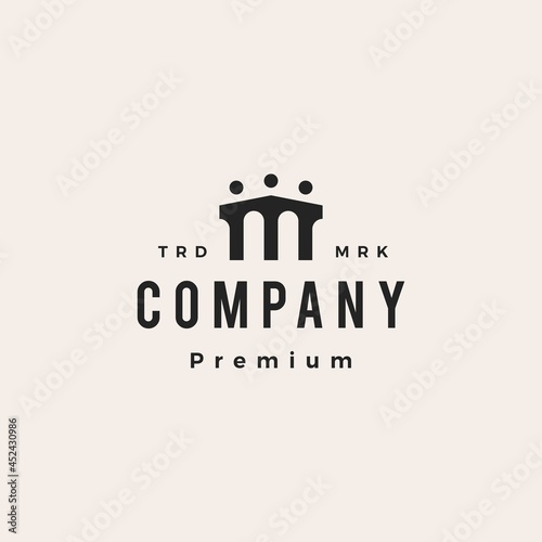 three people bridge team group of 3 hipster vintage logo vector icon illustration