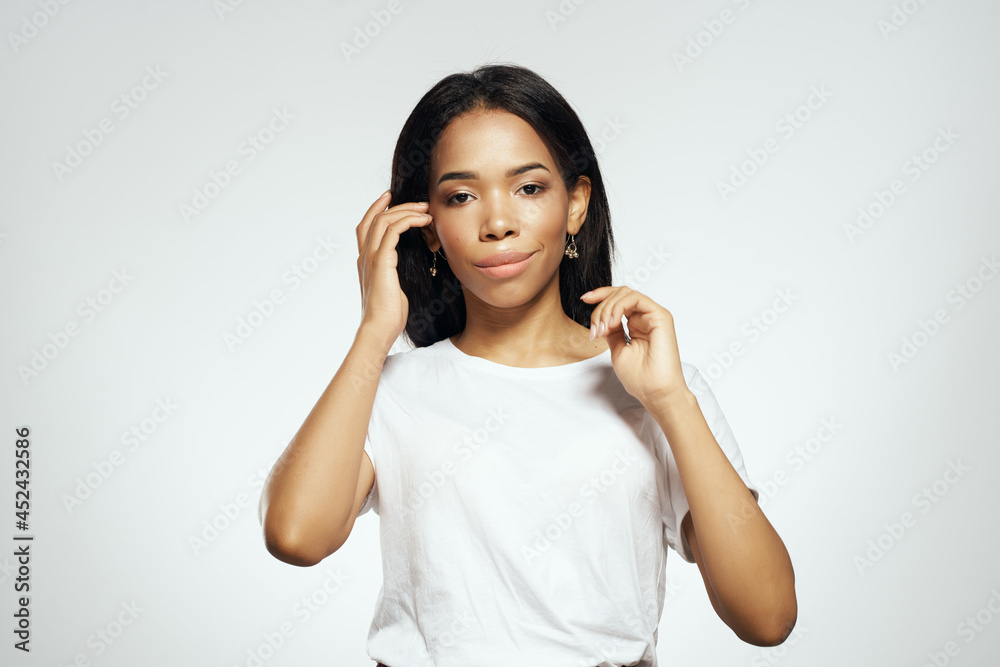 attractive african woman long hair cosmetics attractive african woman long hair cosmetics