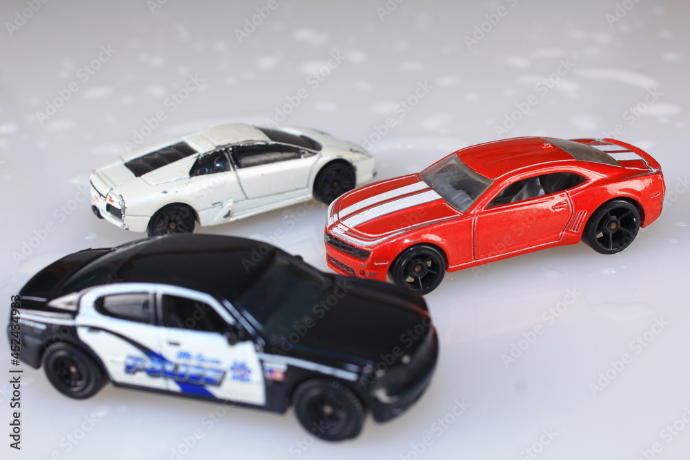 A diecast model of muscle cars and supercars