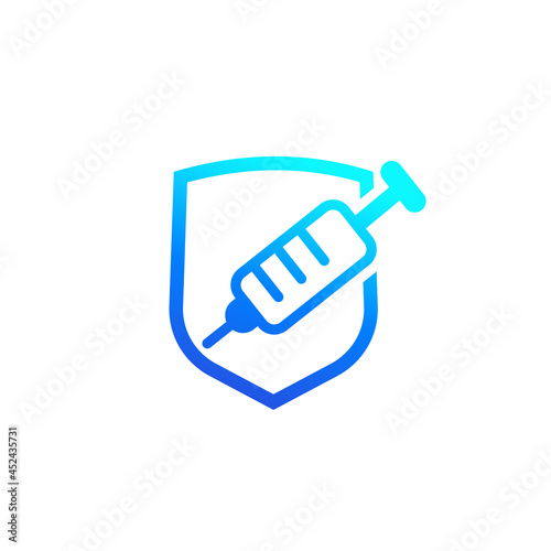 vaccine icon with a shield and a syringe