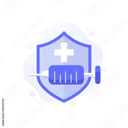 vaccine icon with shield and syringe