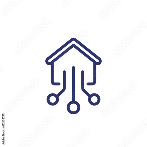 Smart home, house control line icon