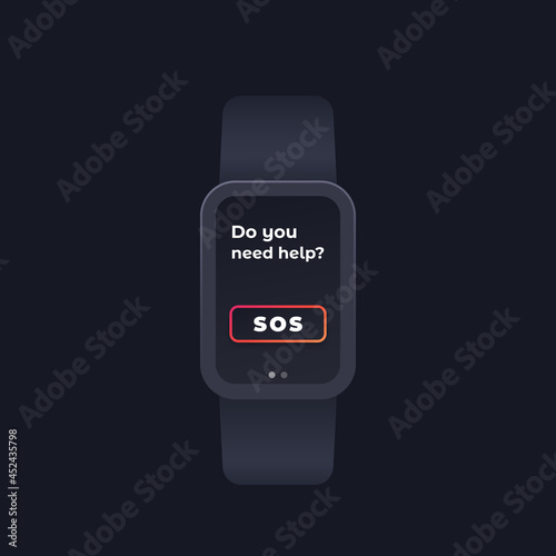 sos button in smart watch, emergency app design