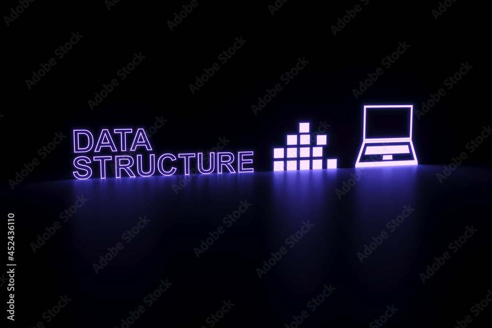 DATA STRUCTURE neon concept self illumination background 3D ...