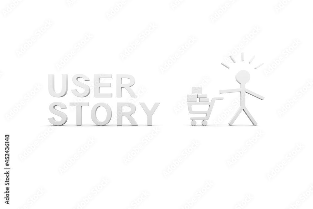 USER STORY concept white background 3d render illustration USER STORY concept white background 3d render illustration