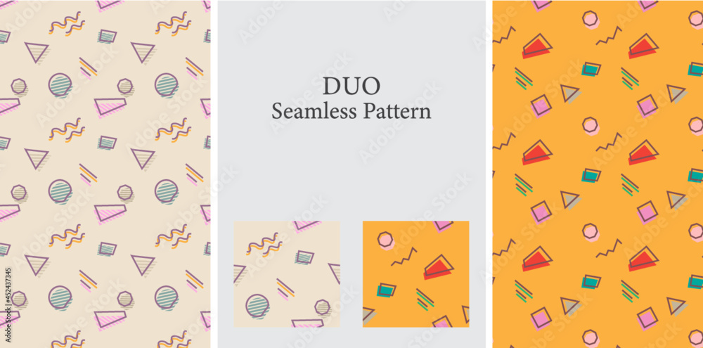 Duo Seamless Pattern Memphis Fun Collors