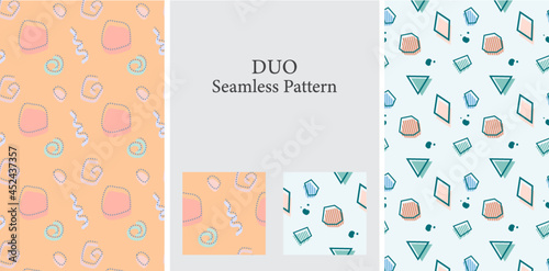 Duo Seamless Pattern Memphis Soft Collors Combinations