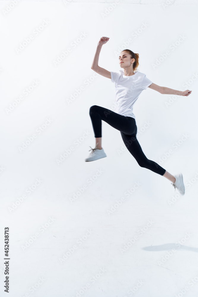 sportive woman jumping workout fitness cardio exercise
